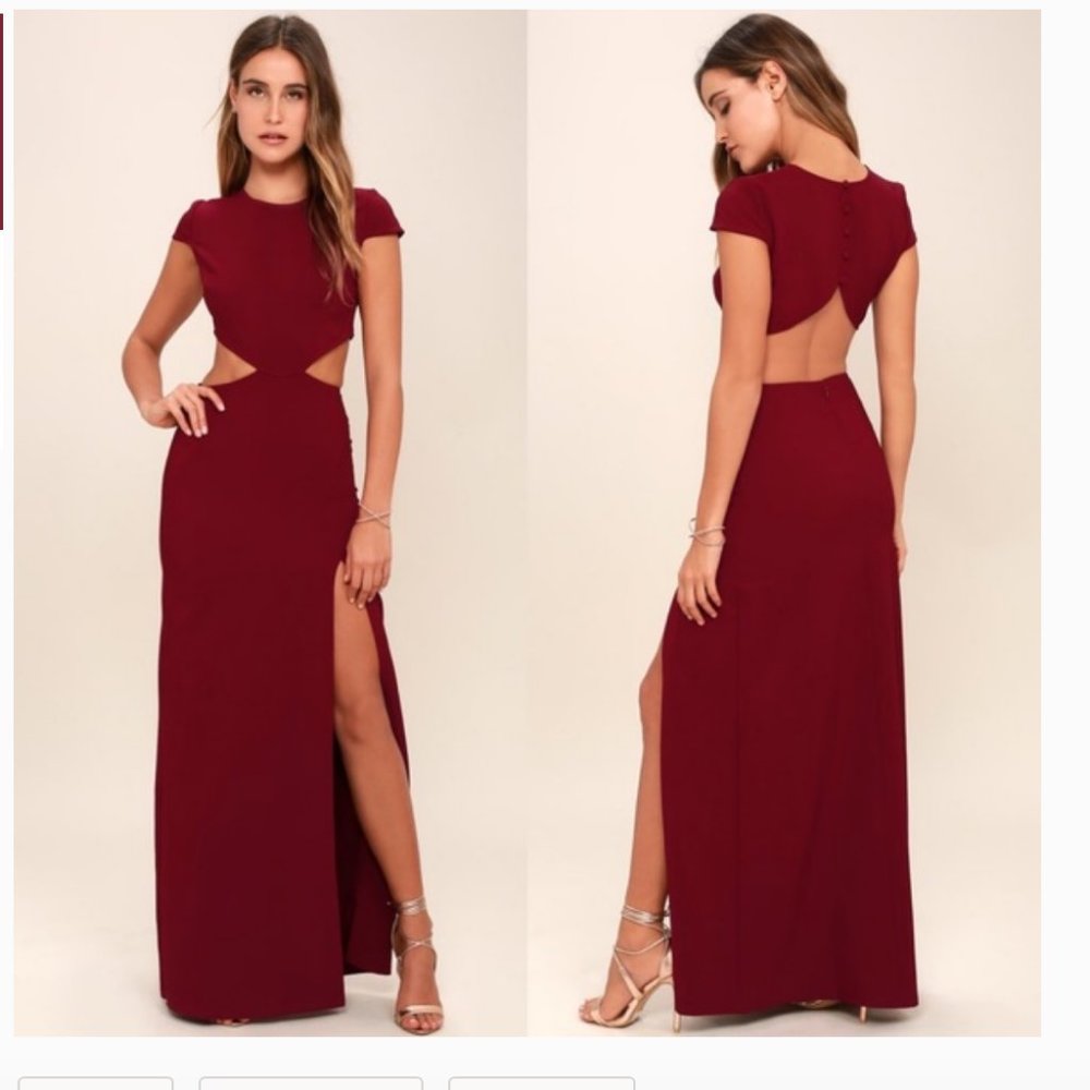 Lulu's CutOut Red Backless Maxi Wedding Gala Dress